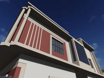 Red Modern Villa Project A126 3D Model Render 3D model