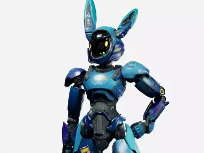 Wabbit Wobot - The antrhopomorphic rabbit SCI-FI ROBOT Low-poly 3D model