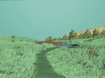 Anime grass landscape 3D model