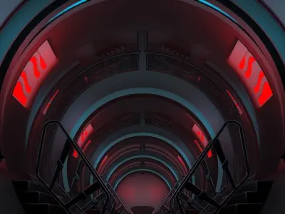 Sci Fi Tunnel 3D model 13