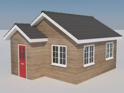 Bungalow house with door Free 3D model