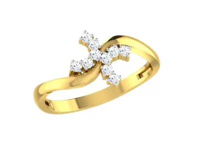 Light Weight Yellow Gold Diamond Ring  -EZ R-157 3D print model