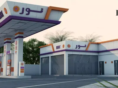 Gas Station Exterior by EVOLVE Low-poly 3D model