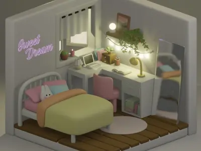 Isometic bedroom 3D 3D model