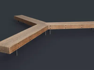 Modern Outdoor Bench 56 PBR Game Ready Low-poly 3D model