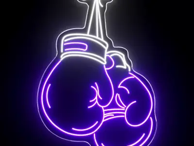 Boxing Gloves Neon Sign 3D model
