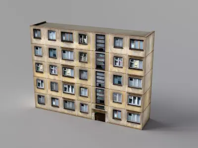 Street wall building Low-poly 3D model Low-poly 3D model