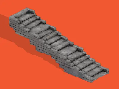 Stone Staircase Low-poly 3D model