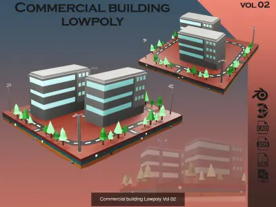 collection commercial building lowpoly 01 3D Model Pack
