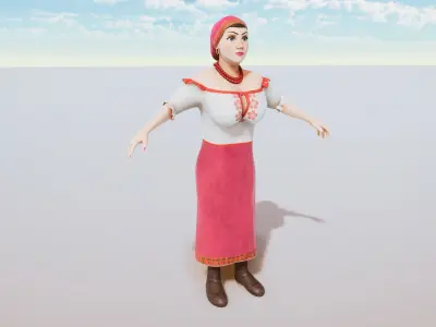 Stylized Character Woman Rigged with Shape Keys Low-poly 3D model