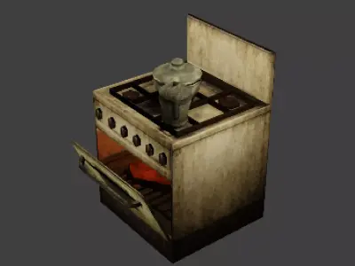 Low Poly PS1 Retro Oven Kitchen Prop FBX OBJ GLB Low-poly 3D model