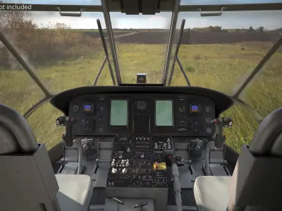  Military Cargo Lift Helicopter Green Rigged for Maya 