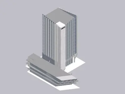 Modern Commercial Glass Building 3D Model Low-poly 3D model
