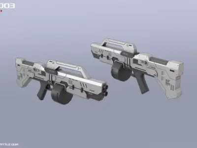 Scifi Battle gun Low-poly 3D model