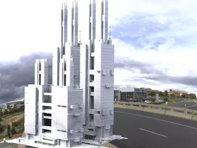 Russian Modern architecture block brutalist 3D model 3D model