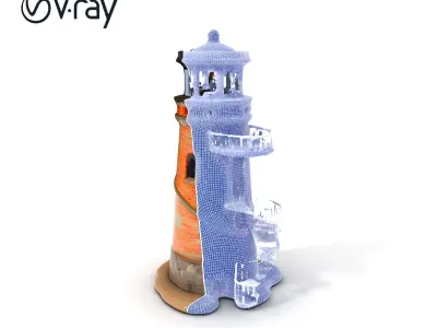Rustic Brick Lighthouse D Model Pack Low-poly 3D model
