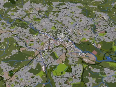 Leeds City UK Low-poly 3D model