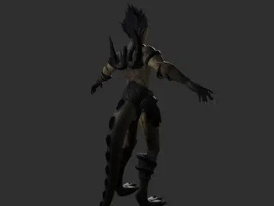 Alien and Weapon Low-poly 3D model