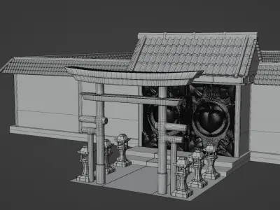 Chinese Temple Walls and Entrance 3D model
