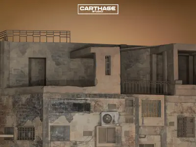 Arabic Old Low-Income Weathered Residential Building Low-poly 3D model