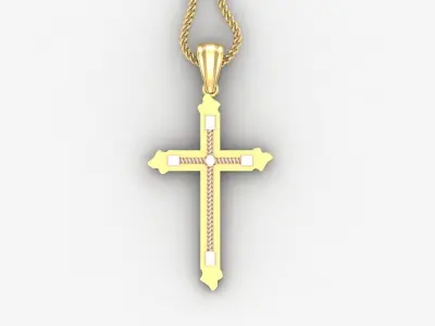 High Cross Pendant Light Gold 18K 4CP067 3D print model