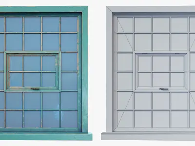 Window Wooden Vintage Low-poly 3D model