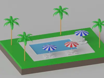 Cartoon Swimming Pool 3D model