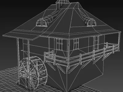 Water mill Low-poly 3D model