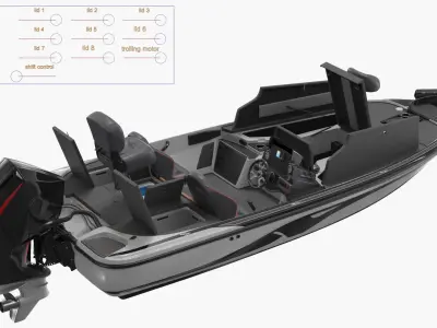 Open Deck Casting Boat White Floating Rigged 