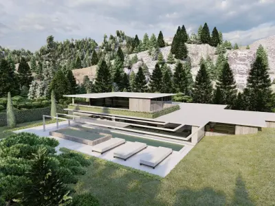 Forest villa-Casa Scene-Modern Villa 3D model 5