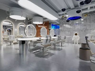 Space-themed Barbershop - Hair Salon Low-poly 3D model
