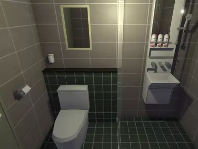 Modern Hotel Room - retro PSX style Low-poly 3D model