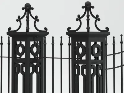 Fence Railing Gate street Park 3D model