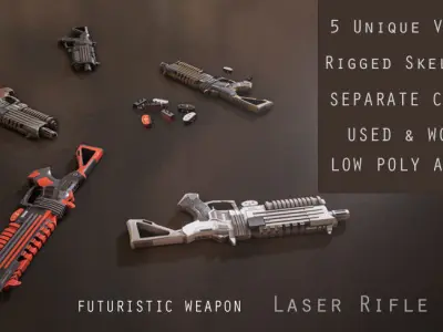 Sci-fi Futuristic Laser Rifle Low-poly 3D model