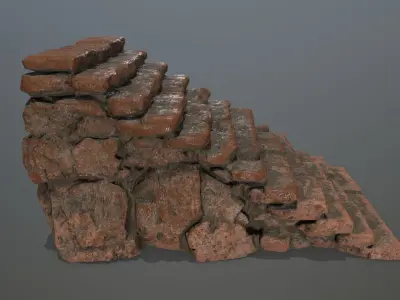 stairs pile of bricks Low-poly 3D model