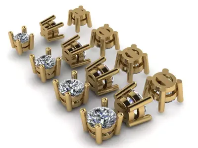 Diamond Light Point Earring Settings Free 3D print model