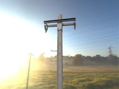 Wooden Electricity Pole with Ladder - Object 031 Low-poly 3D model