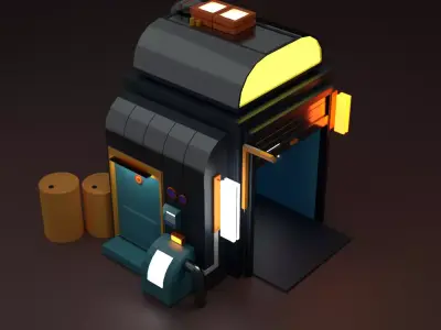 Futuristic Sci-Fi Modular House - Game Ready 3D Model Low-poly 3D model