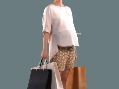 Set of 3D women shopping 3D model