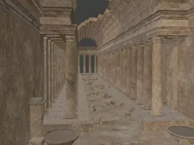 Ancient Vaulted Gallery Monumental Stone Ruins 3D model