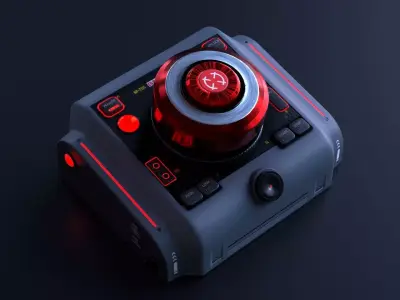 Sci-Fi Red Button V2 Low-poly 3D model