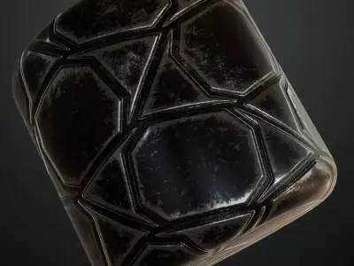Dark Futuristic Hexagonal Metal Plate PBR Seamless Texture