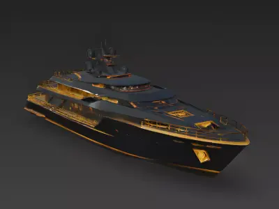 Midnight Monarch Luxury Stealth Yacht 3D Model Low-poly 3D model