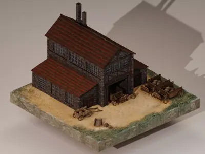 Medieval Cargo Building Low-poly 3D model