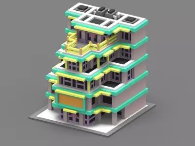 House Voxel - 13 Low-poly 3D model