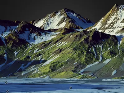 Melting Mountain Lake - World Machine Low-poly 3D model