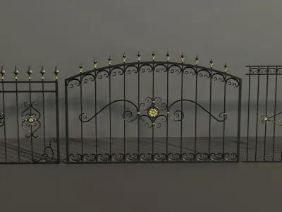 set of forged metal fences 3D model