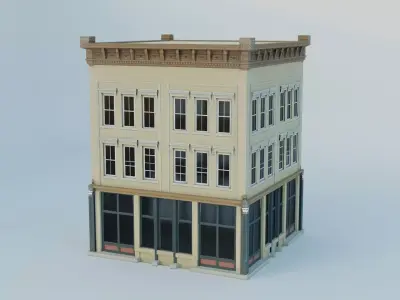 Building two story Free low-poly 3D model