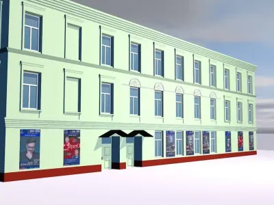 Theater building Low-poly 3D model