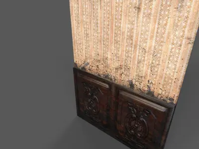 Old Wood Wall Low-poly 3D model